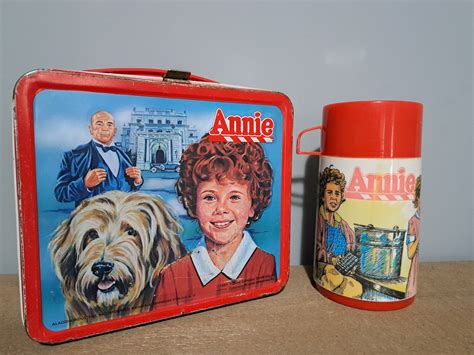 Vintage ANNIE Metal Lunch Box With Thermos